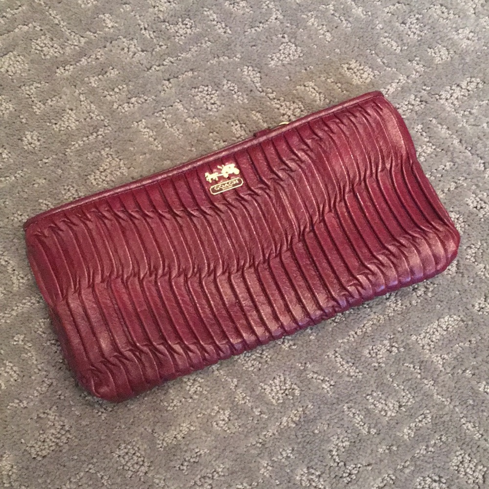 Coach Weave Burgundy Clutch